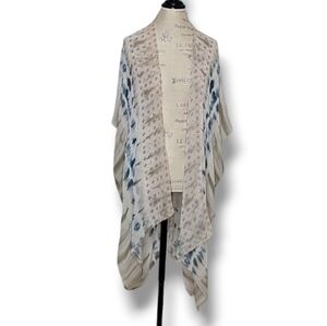 Go By Go Silk 100% Silk Cream/Green/Blue Tie Dye Duster - OS